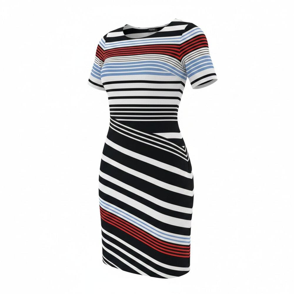 Gerry Weber Red White Blue Navy Stripe Pullover Dress US 6